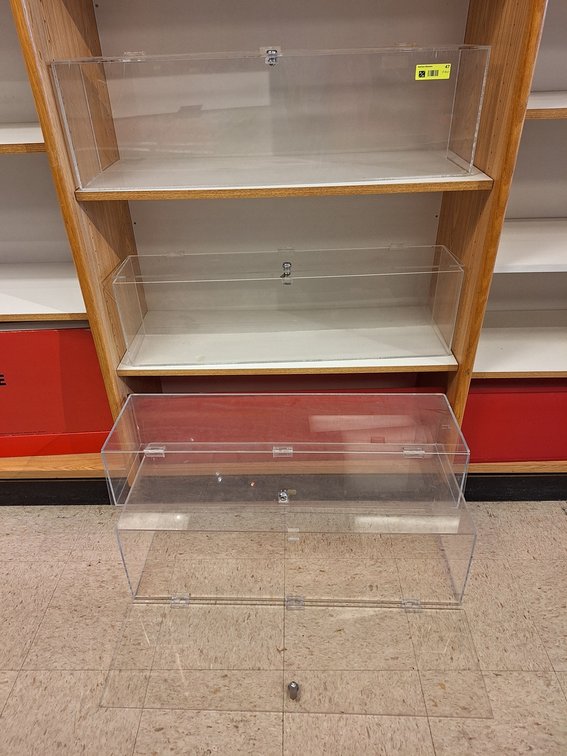 4 Assorted Plastic Locking Retail Box Displays