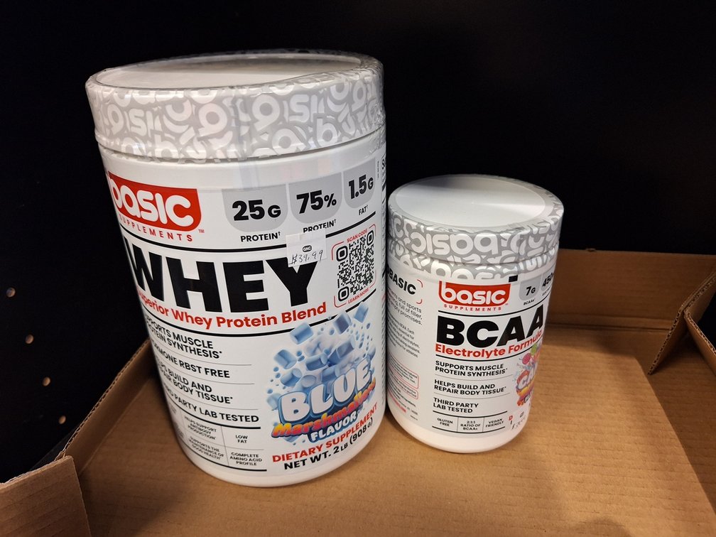 Jug of Whey, BCAA and Mixing Bottle