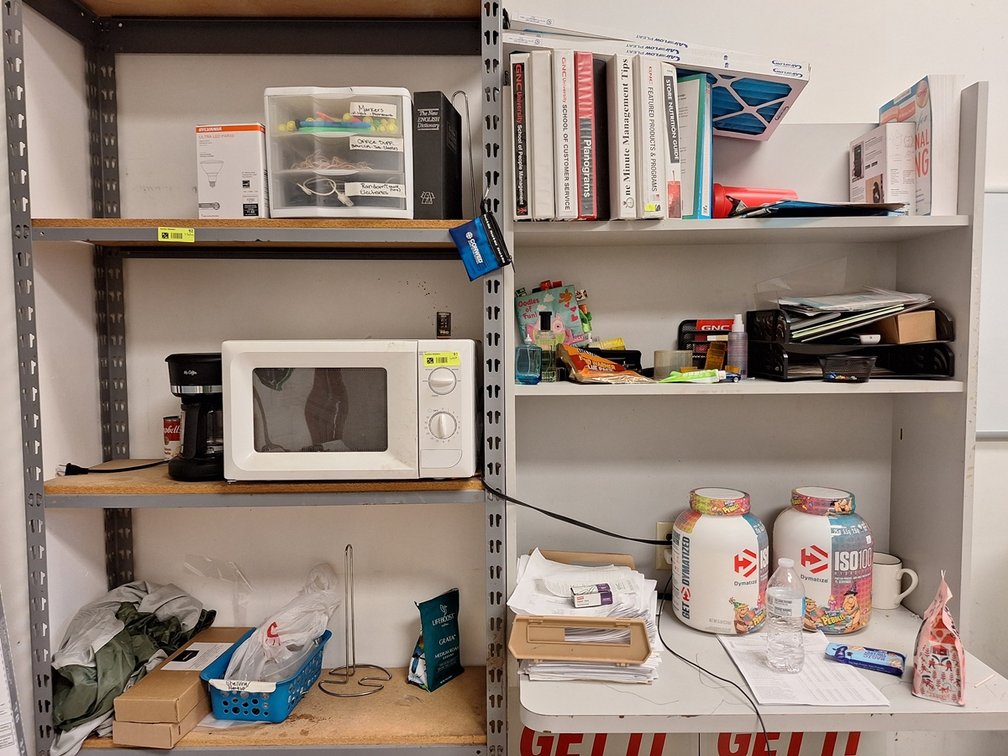 Contents on Shelves: Microwave, Coffee Maker and More
