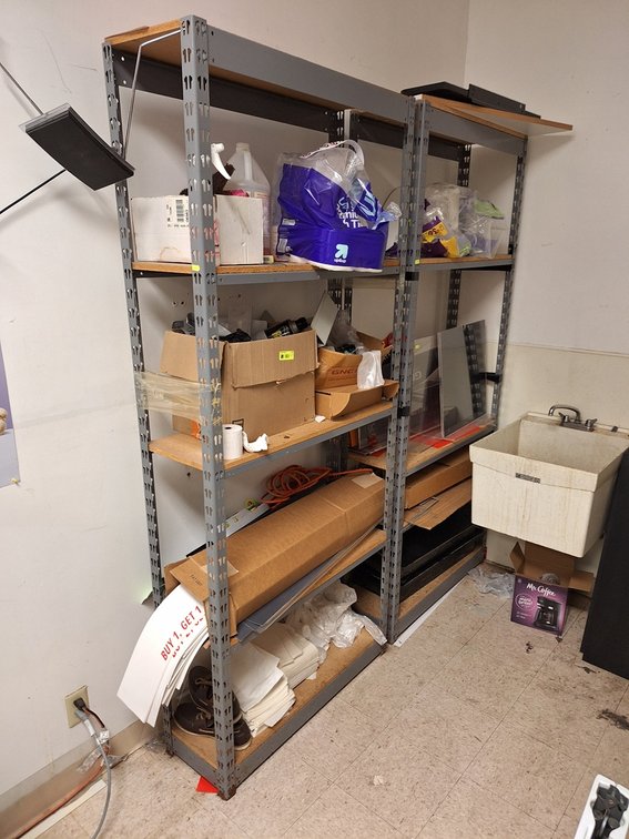 3 Metal/Wood Shelves, 36"x12"x84"