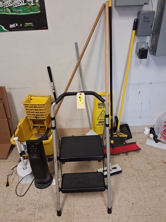 Step Ladder, Mop Bucket, Mop and Related
