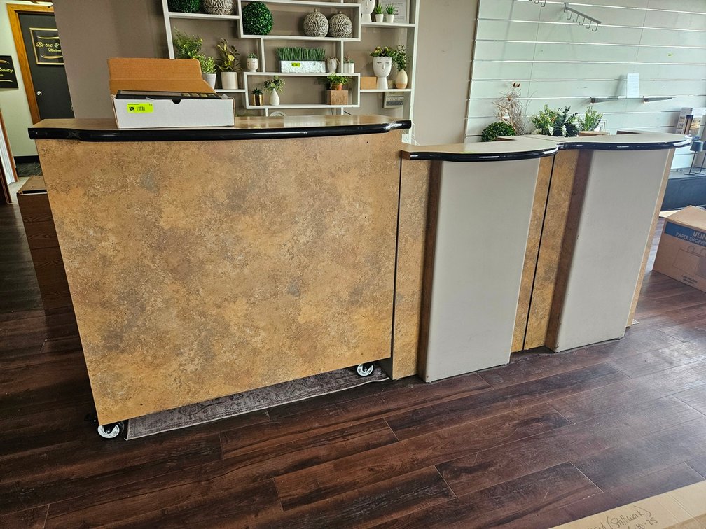 Reception Counters: 48"x32"x47" on Wheels with 2 Insert Cabinets, 2 - 30"x32"x42"