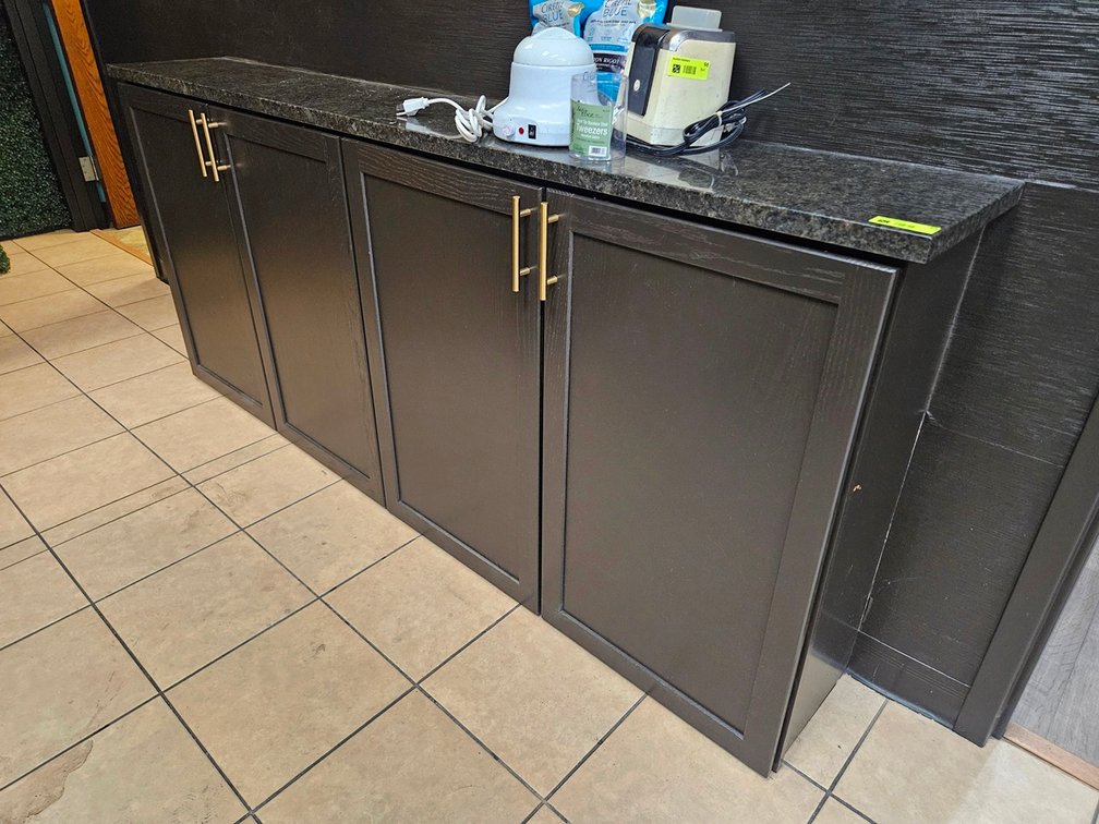 Stone Like Top Wood Cabinet, 86"x13"x38"