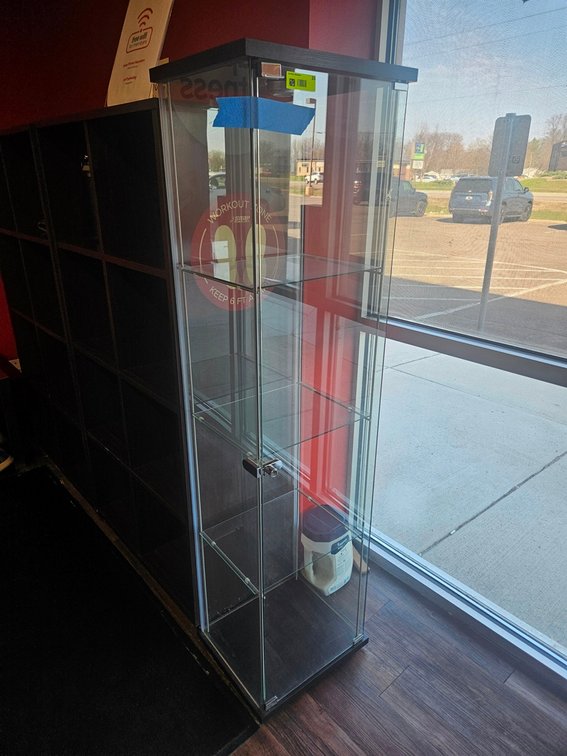 4 Tier Glass Lighted Display Cabinet, 14"x17"x64"
