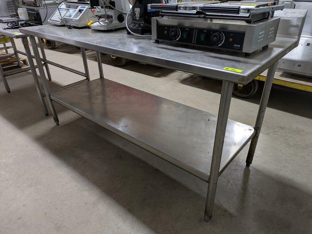 SS Prep Table with Backsplash and Undershelf, 72"x30"x36"