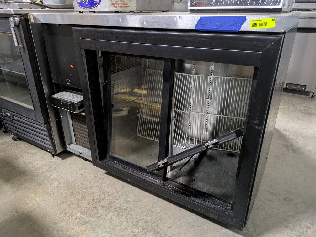 True Sliding Door Refrigerator on Wheels, Model: TBR48-RISZ1-L-B-11-1, 48"x25"x37"