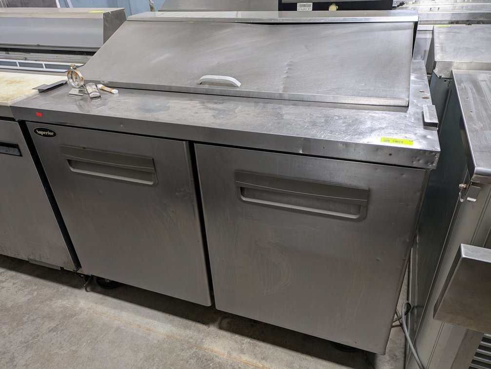 Superior SS 2-Door Refrigerated Prep Table on Wheels, Model: SP48-12, 48"x30"x44"