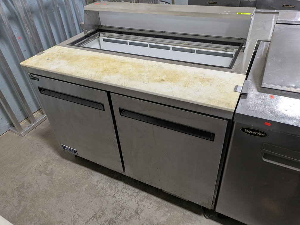 Arctic Air 2-Door Refrigerated Prep Table on Wheels, Model: ASR48RZ, 48"x30"x44"