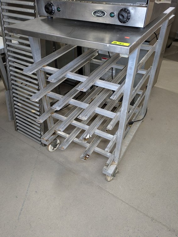 4 Tier Aluminum #10 Can Rack on Wheels, 25"x35"x41"