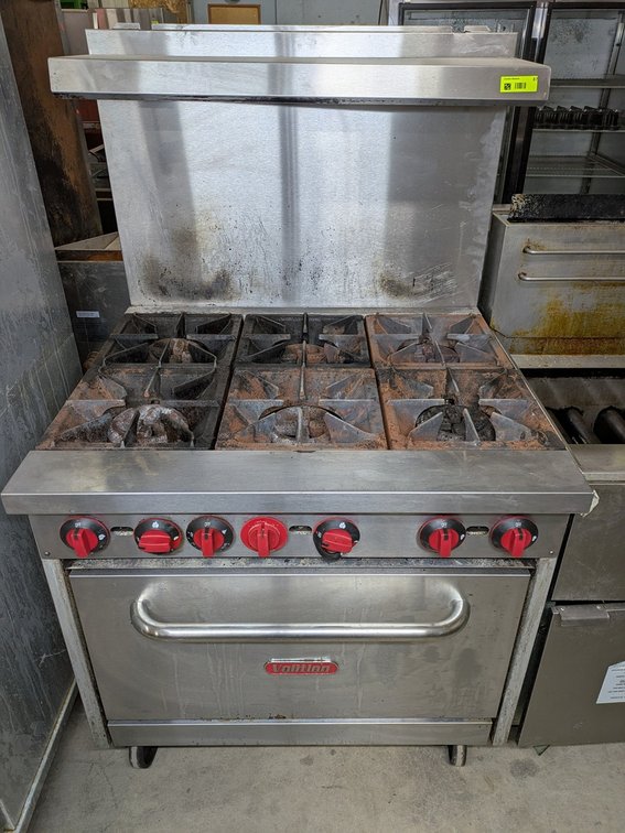 Volition SS 6-Burner Gas Range/Oven on Wheels, 36"x33"x61"
