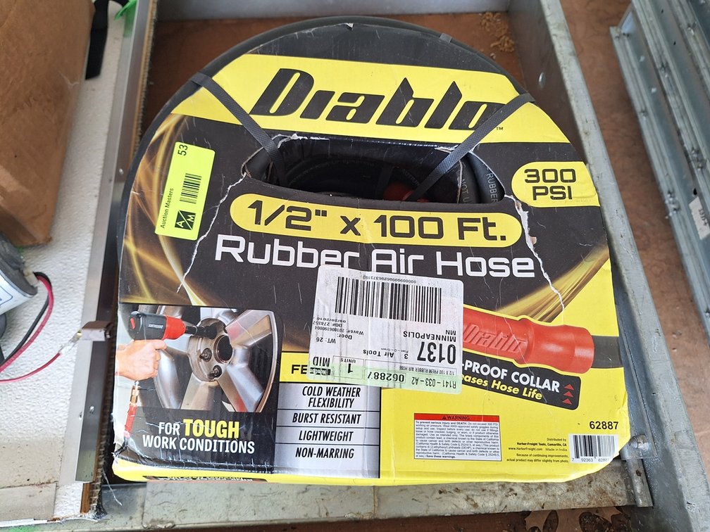 New Diablo 1/2"x100' Rubber Air Hose