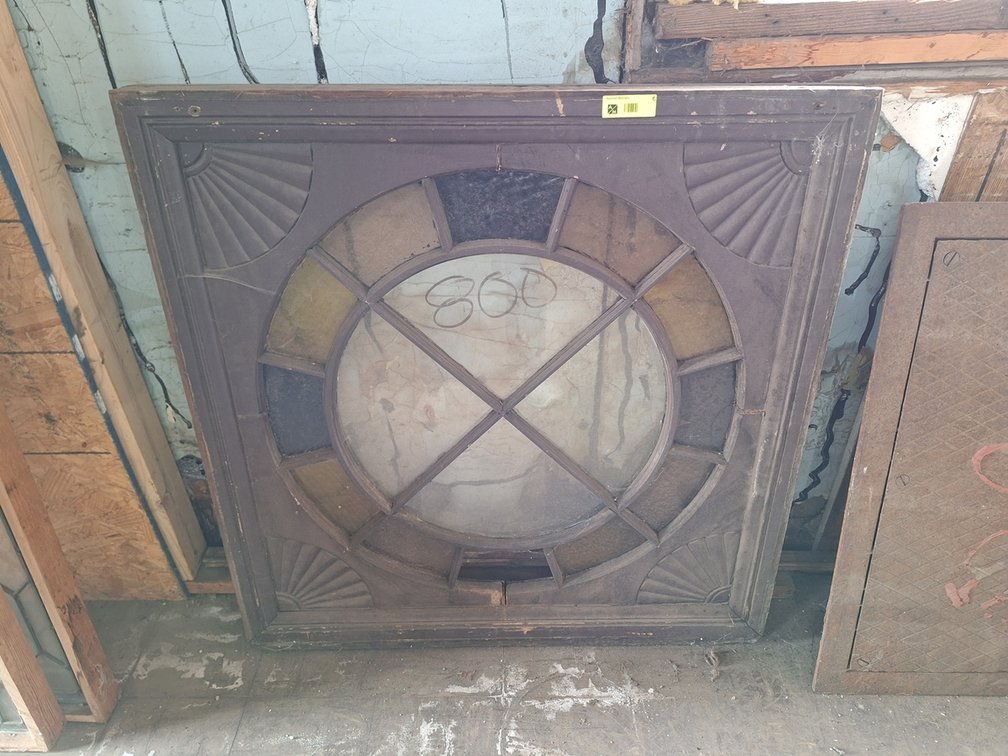Wood Framed Decorative Stained Glass, 38"x38"