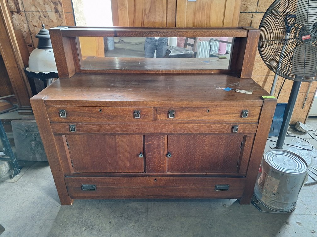 Vintage Wood/Mirrored Sideboard, 54"x22"x45"