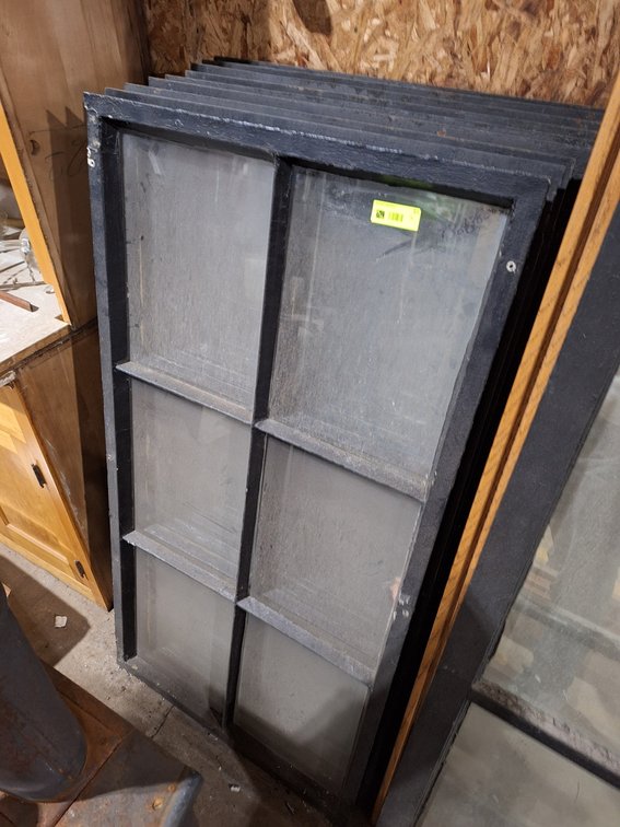 9 Metal Framed 6-Pane Windows, 54.5"x28.5"