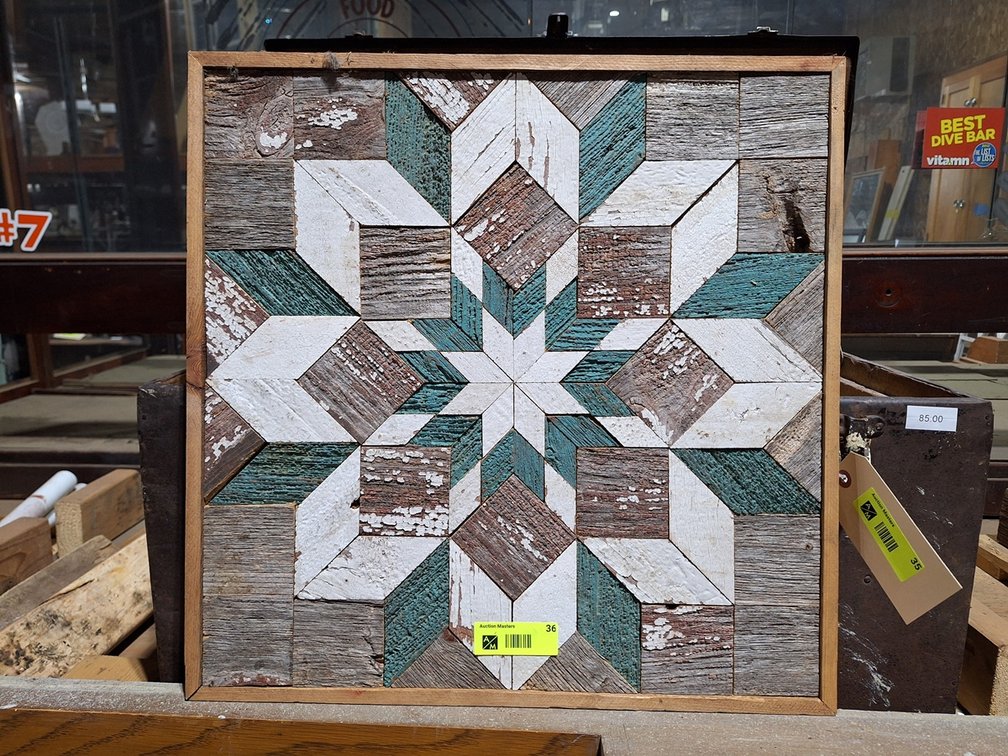 Wood Framed Farm Flag/Quilt Pattern, 20"x20"