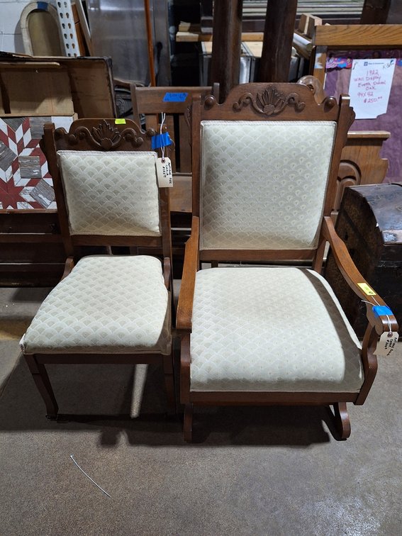 2 Upholstered Wood Chairs, 1 Rocker, 1 Standard