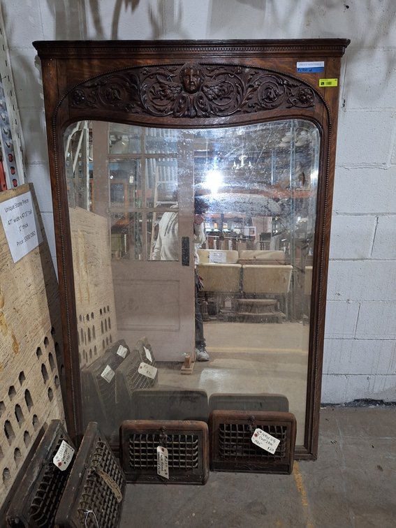 Vintage Decorative Wood Framed Mirror, 43"x68.5"
