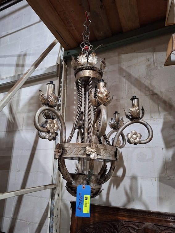 Ornate Metal Chandelier, 22"x36"