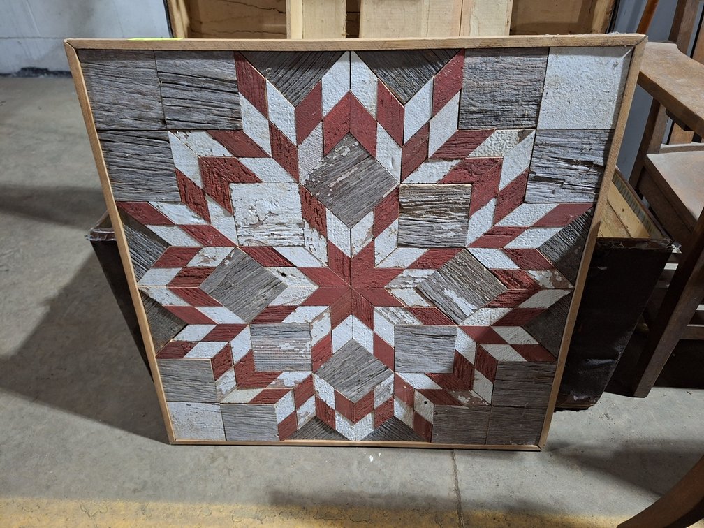 Wood Framed Farm Flag/Quilt Pattern, 30"x30"