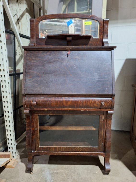 Vintage Wood Desk, 31"x14"x58"