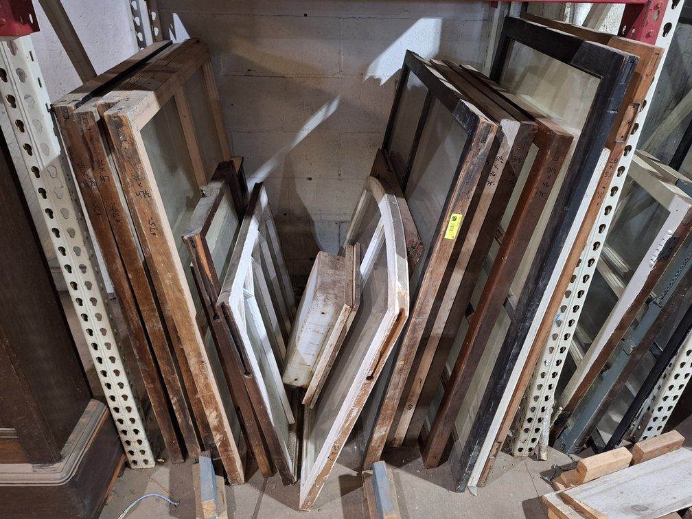 18 Assorted Window Sashes on Floor