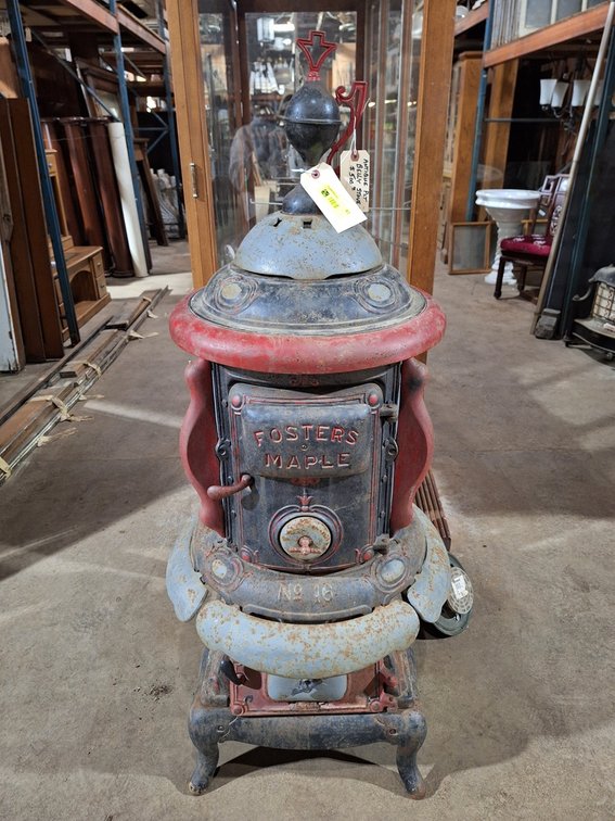 Vintage Fosters Maple Pot Belly Stove, 24"x58"