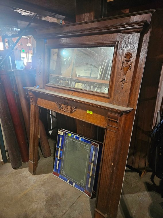 Wood Fireplace Surround/Mantle with Mirror, 59"x84"