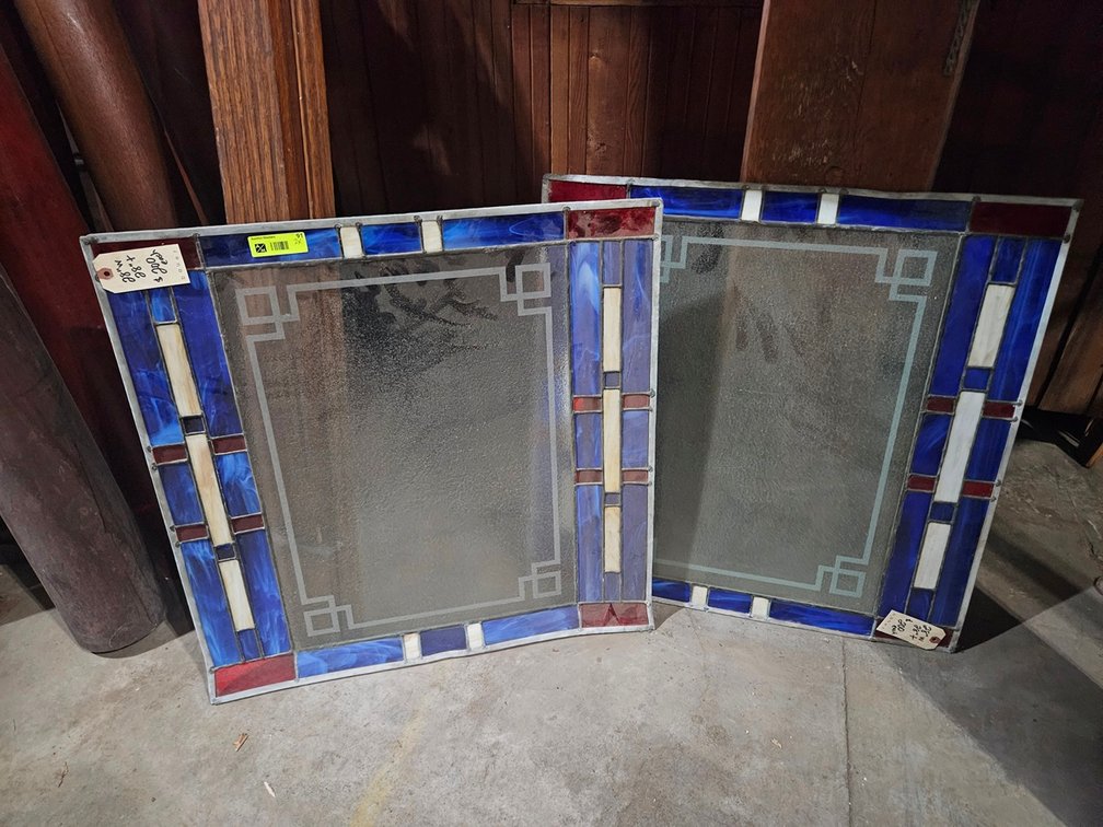2 Stained Glass Panels, 28"x28"