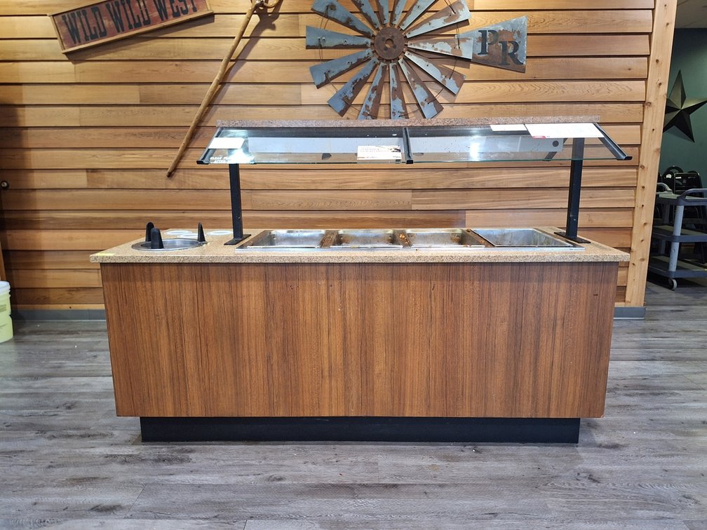 Buffet Island with 4 Heated Serving Trays, Sneeze Guard, More, 84"x32"x56"