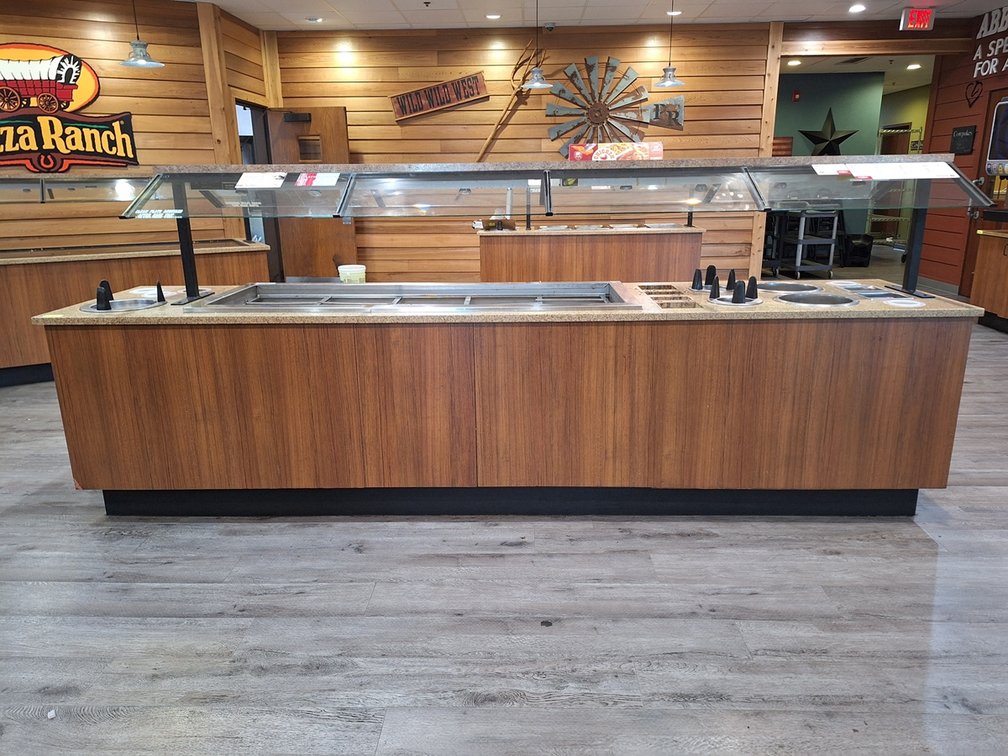 Buffet Island with Refrigerated Section, Sneeze Guard, More, 138"x31"x34"