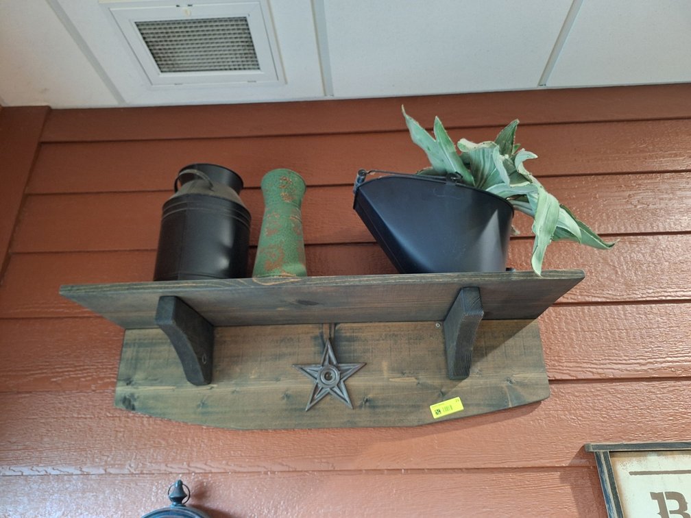 Wood Shelf with Fake Plants, 38"x11"x8"