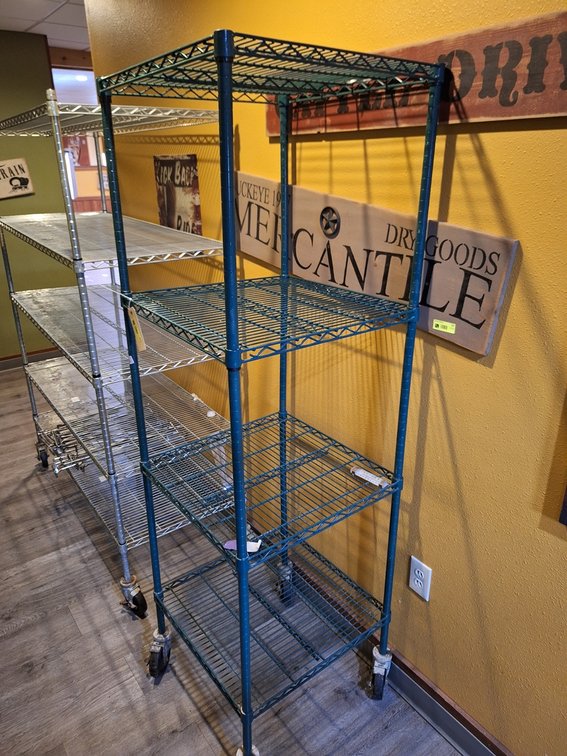 Wire 4 Tier Shelf on Wheels, 24"x24"x78"