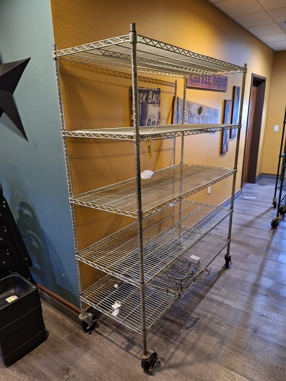 Wire 5 Tier Shelf on Wheels, 60"x24"x78"