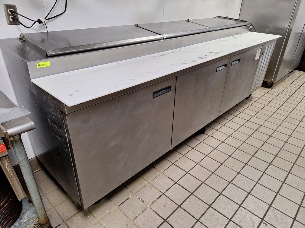 Delfield 114" Refrigerated Pizza Prep Table on Wheels