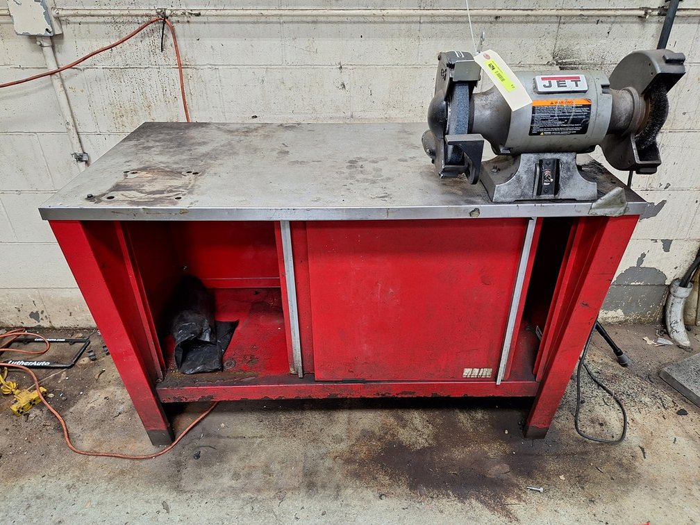 Metal Workbench with Jet Bench Grinder, 48"x25"x34"