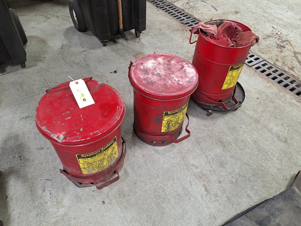 3 Metal Oily Rag Bins