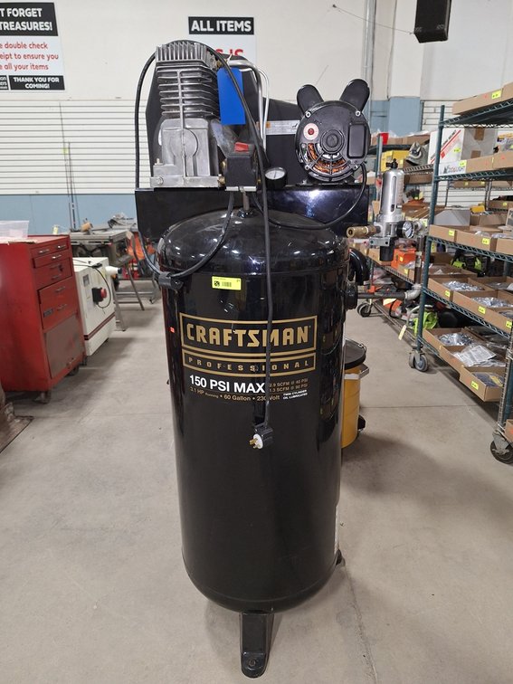 Craftsman Electric Professional 60-GAL Air Compressor, Model 92116476Q, 3.1HP, 230V, 150PSI, 30"x16"x63"