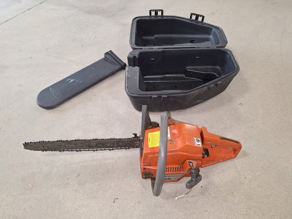 Husqvarna Chain Saw with Case, Mixes Fuel, 18" Bar