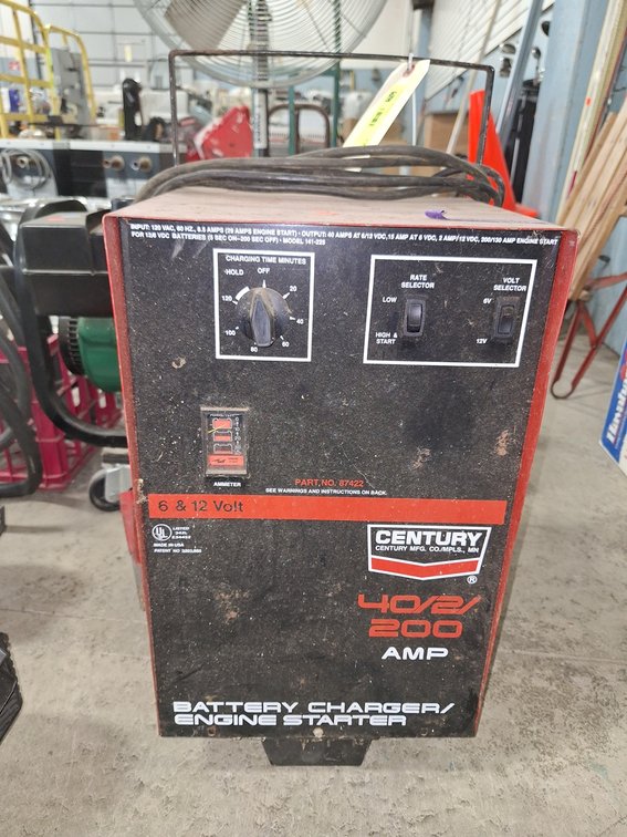 Century Electric Portable Battery Charger and Engine Starter, 12V, Model 141-004, 12"x11"X26"