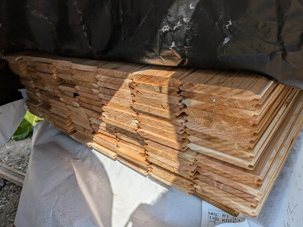 Rustic Cedar Tongue & Groove V-Joint, 4x6, 144 pieces, 6' lengths, 864 linear ft, 360 sq ft