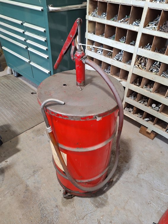 Metal Tank Pump on Wheels