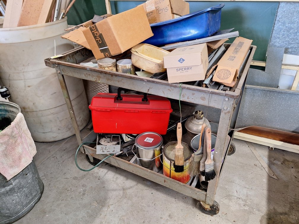 Metal Shop Cart with Contents, 36"x24"