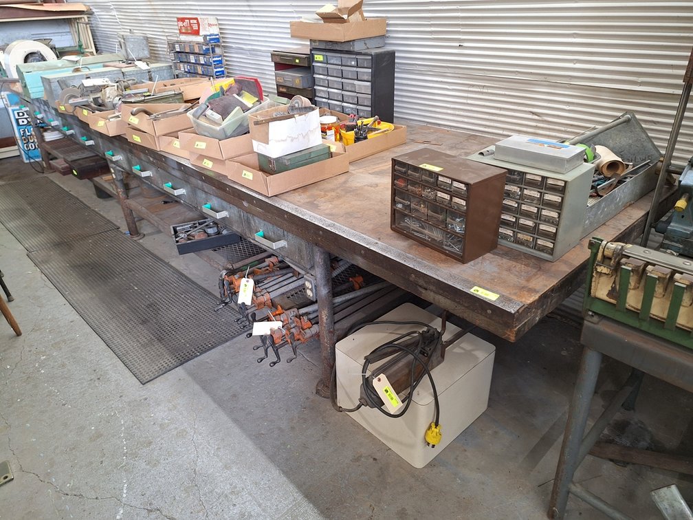 Metal Workbench with Drawers, 20'x49"x34"