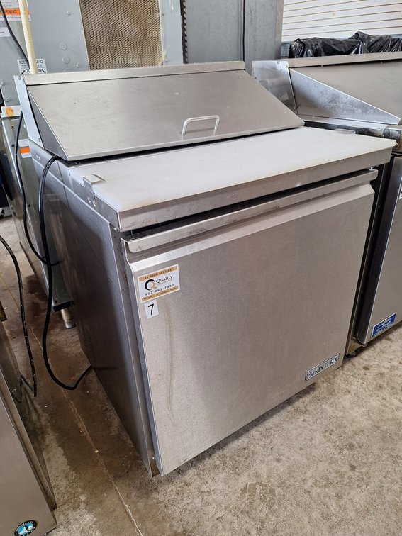 Single Door SS Refrigerator Prep Table on Wheels, Model KS29, 29"x30"x43"