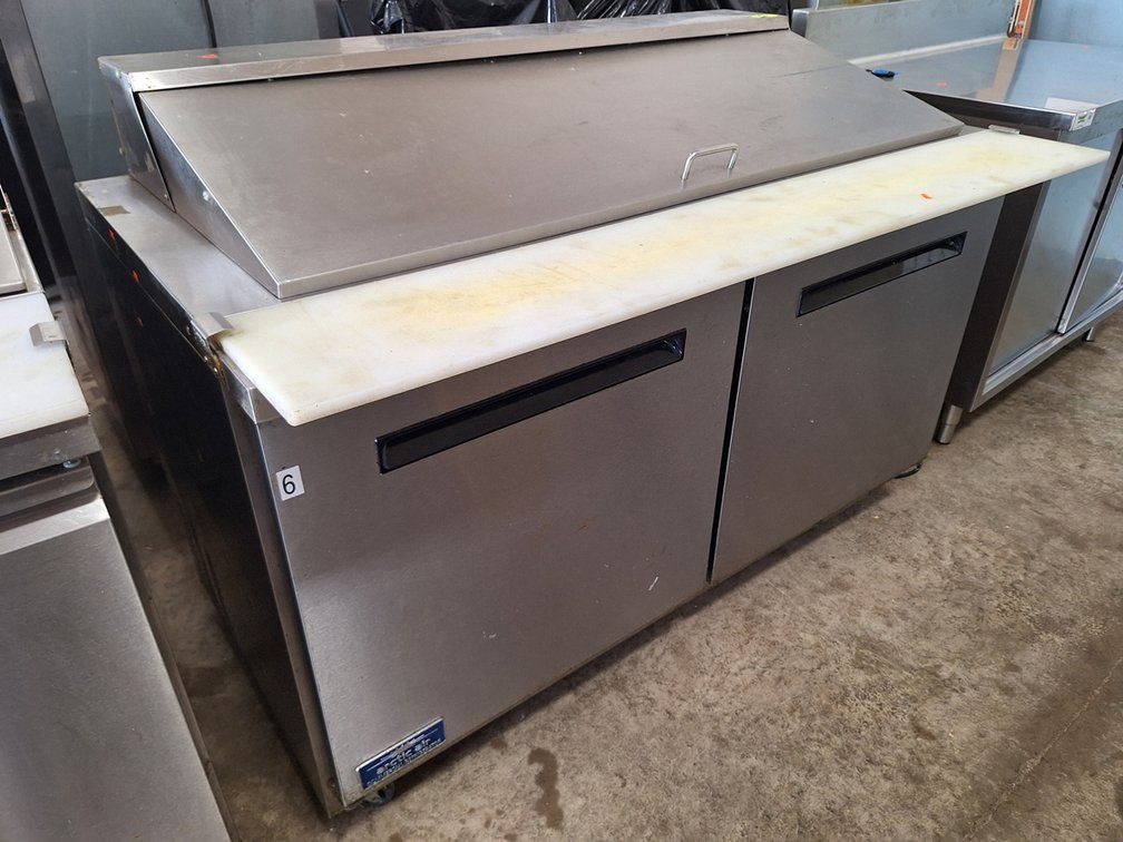Commercial SS 2-Door Refrigerator and Prep Table, Model AMT60R, 115V, 7.5A, 61"x35.5"x43"