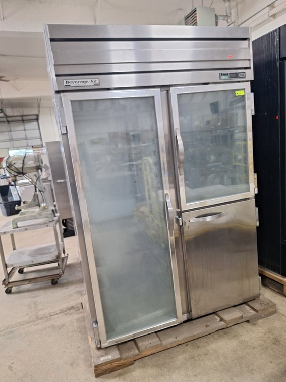 NEW Beverage Air Piedmont Series Dual Access Double Refrigerator Door Glass SS Combo, Model PRD48-1BH6 115V, 9.6Amps, 53"x34"x77"