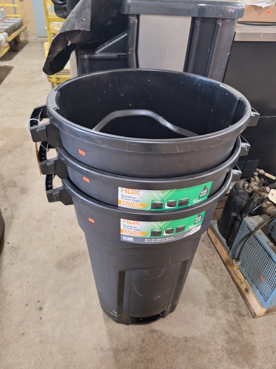 3 - HDX Outdoor Trash Cans, 22"x22"x31"