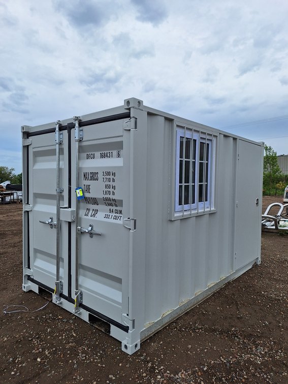 Multi-Purpose 10' Container Cabin with side door and window.