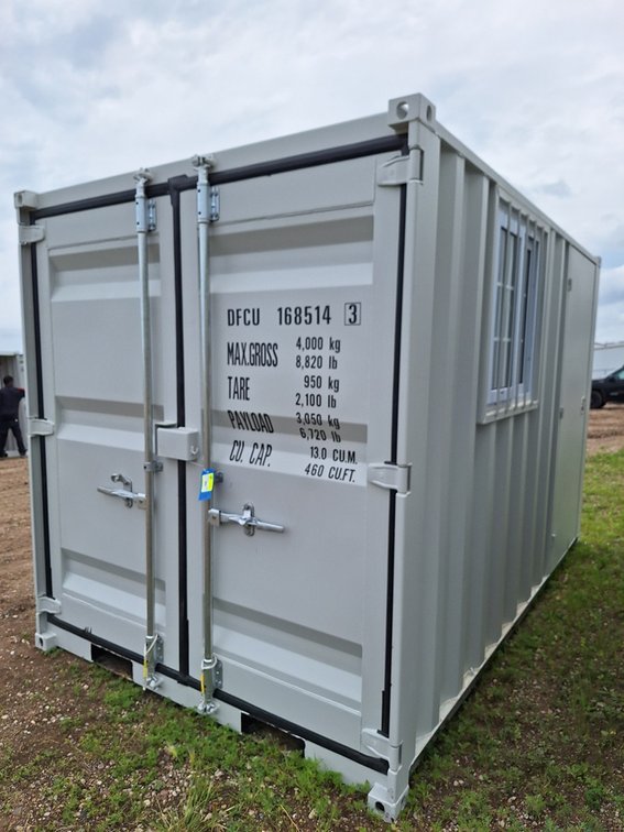 Multi-Purpose 11' Container Cabin with side door and window.