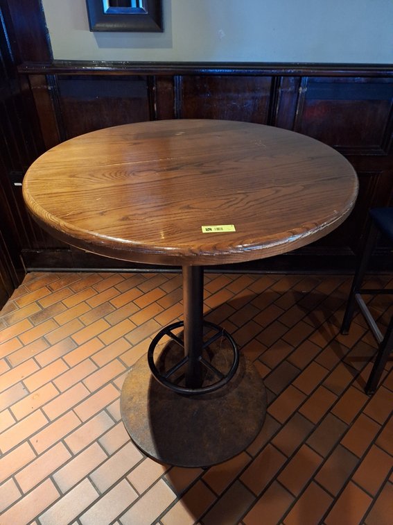 3 Wood/Metal Round High Top Tables, 36"x43"
